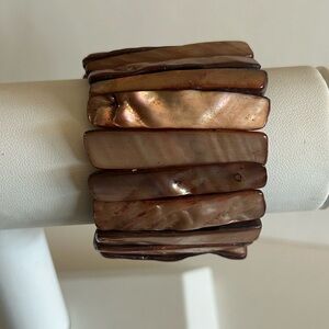 Vintage 60’s Pearlescent Brown Shell Wide Chunky Cuff Bracelet